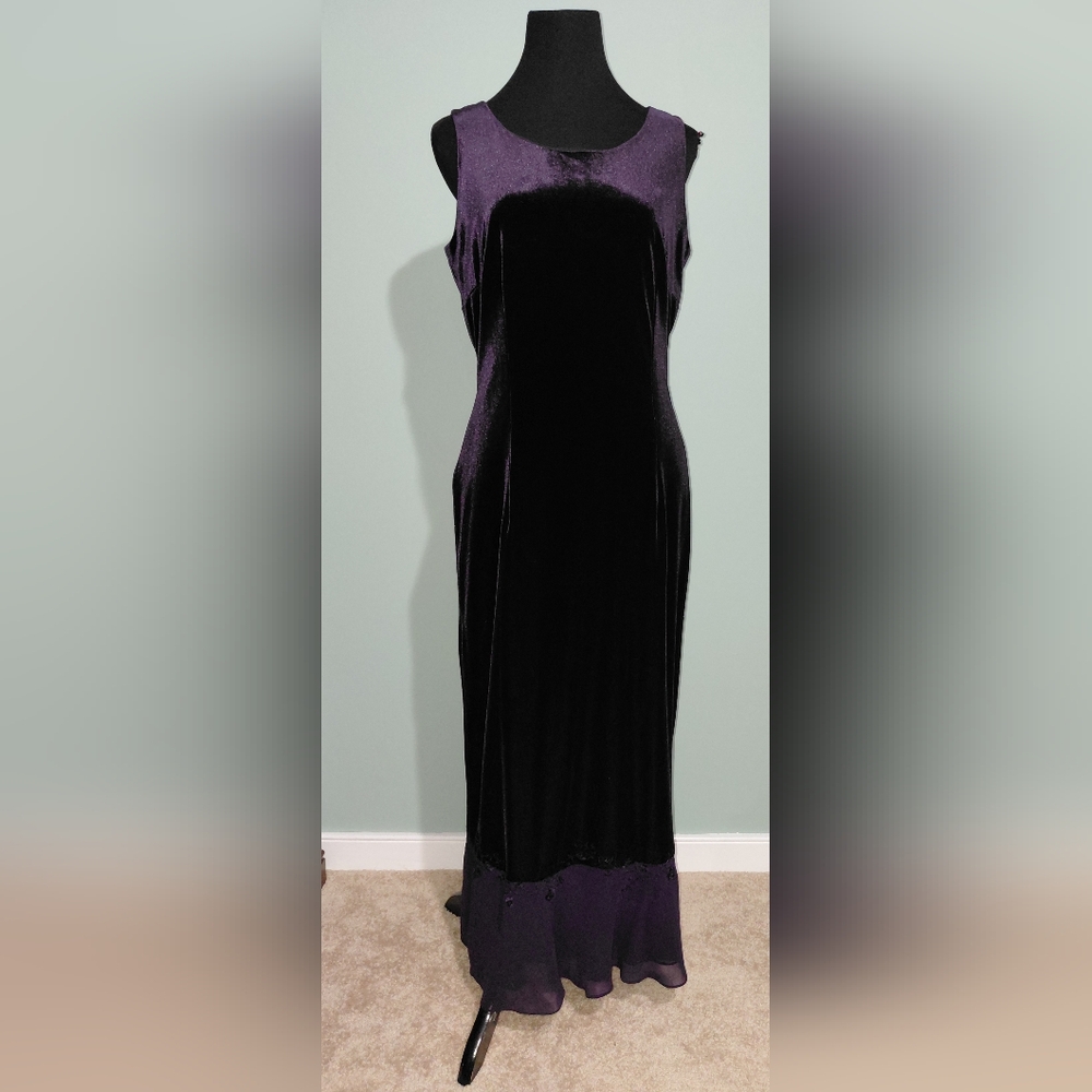 Vintage Velvet Maxi Dress Purple Donna Morgan NWOT